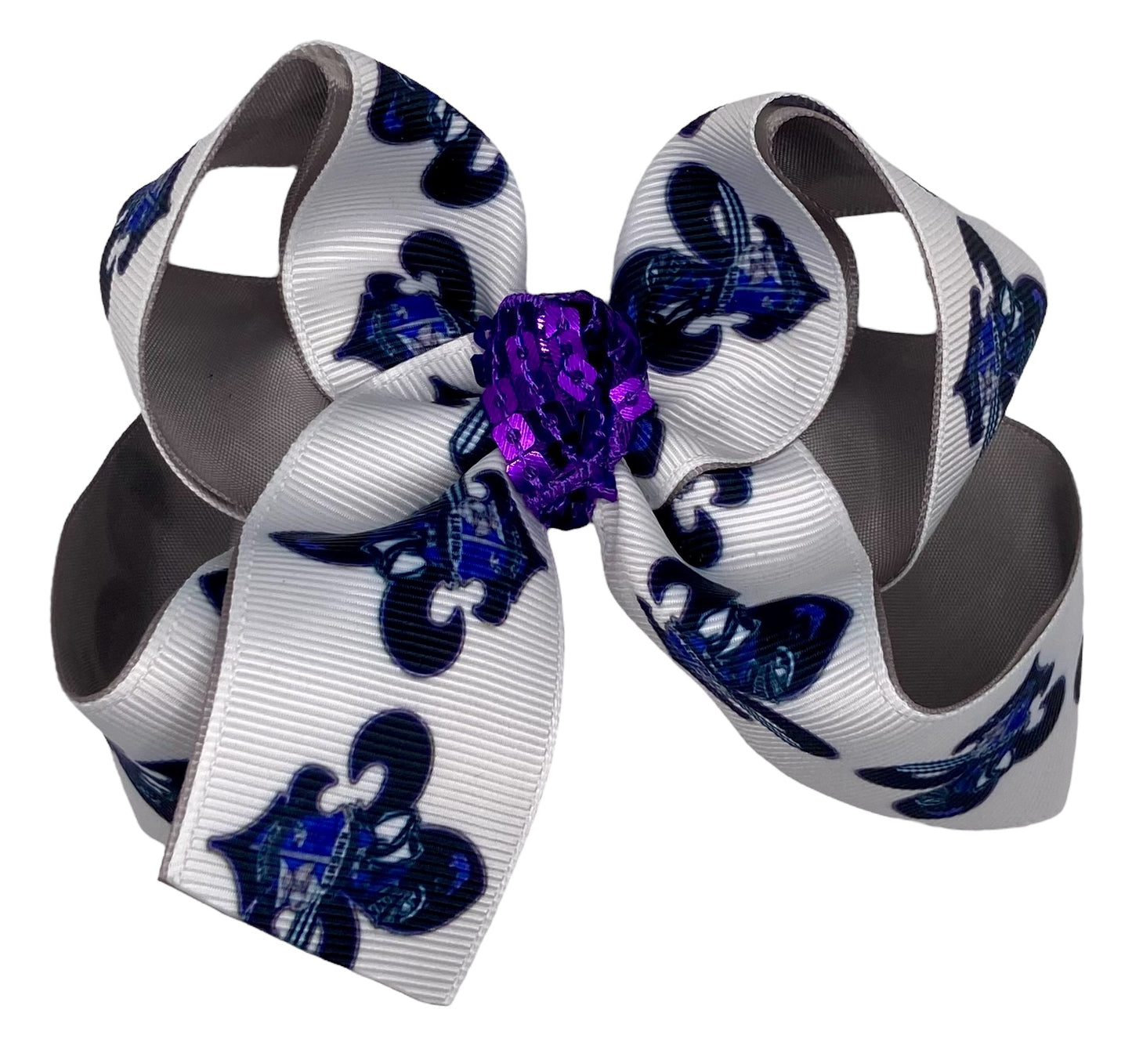 Iberville Knights Fleur De Lis Logo Hair Bow
