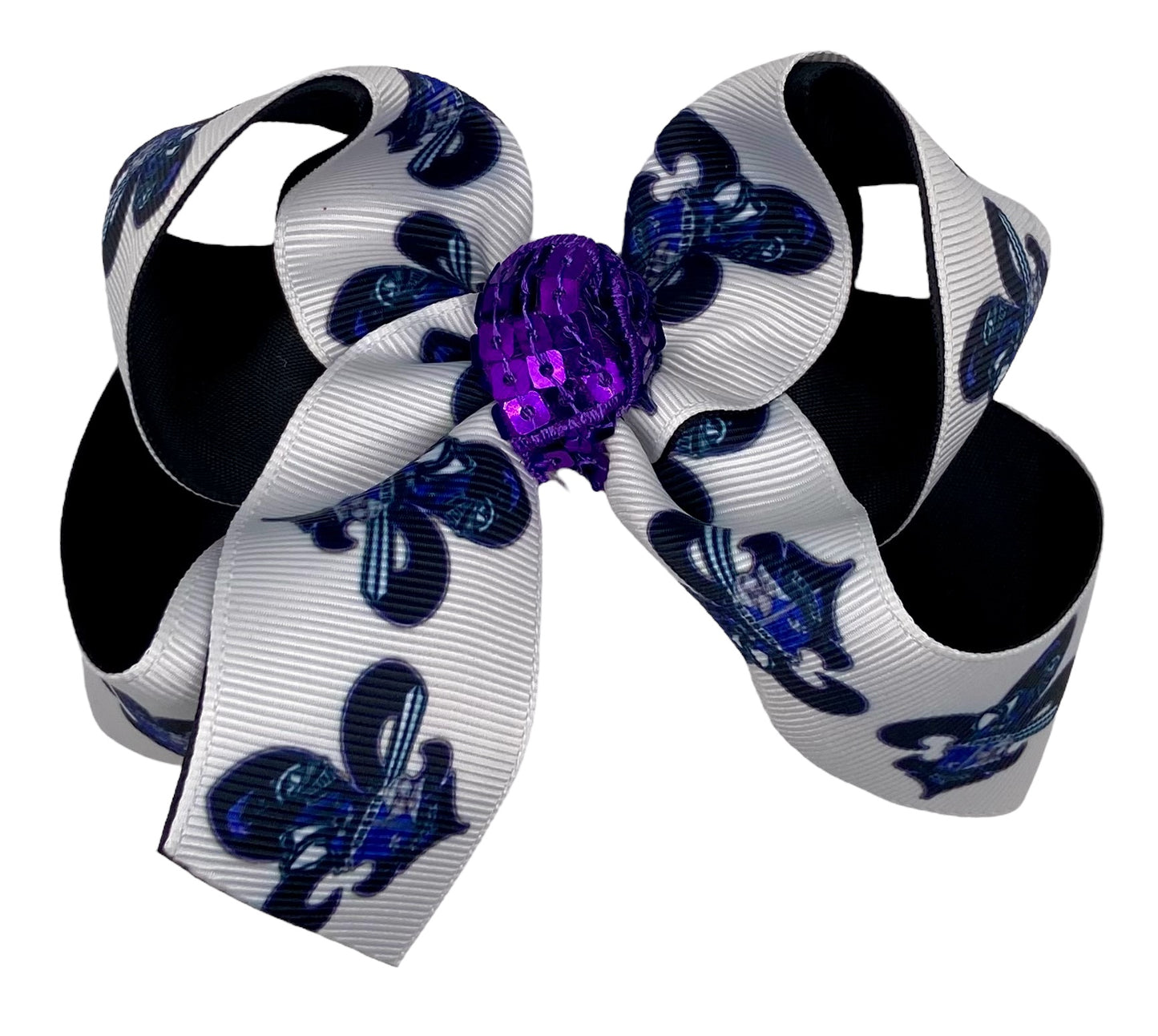 Iberville Knights Fleur De Lis Logo Hair Bow