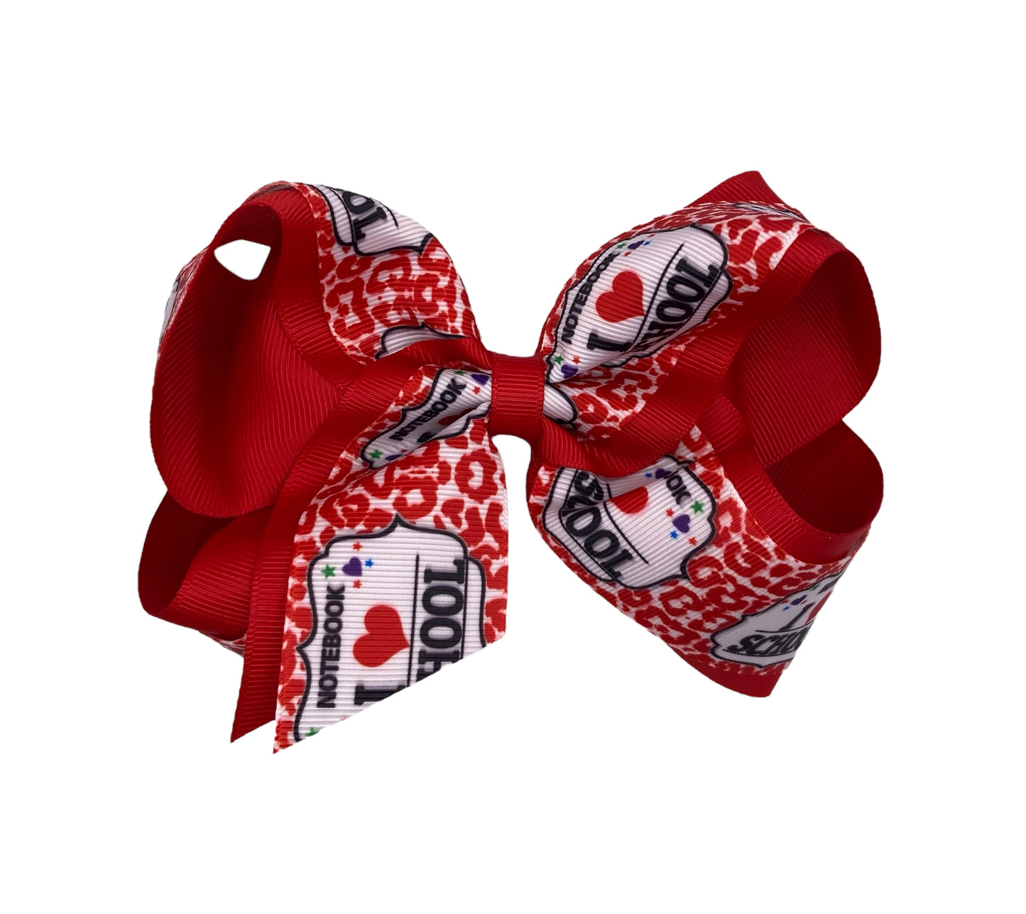 Composition Red Printed Grosgrain Hair Bow