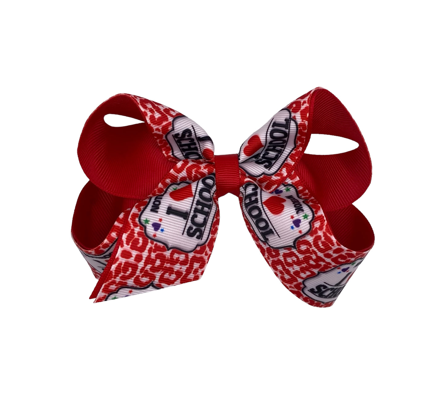 Composition Red Printed Grosgrain Hair Bow