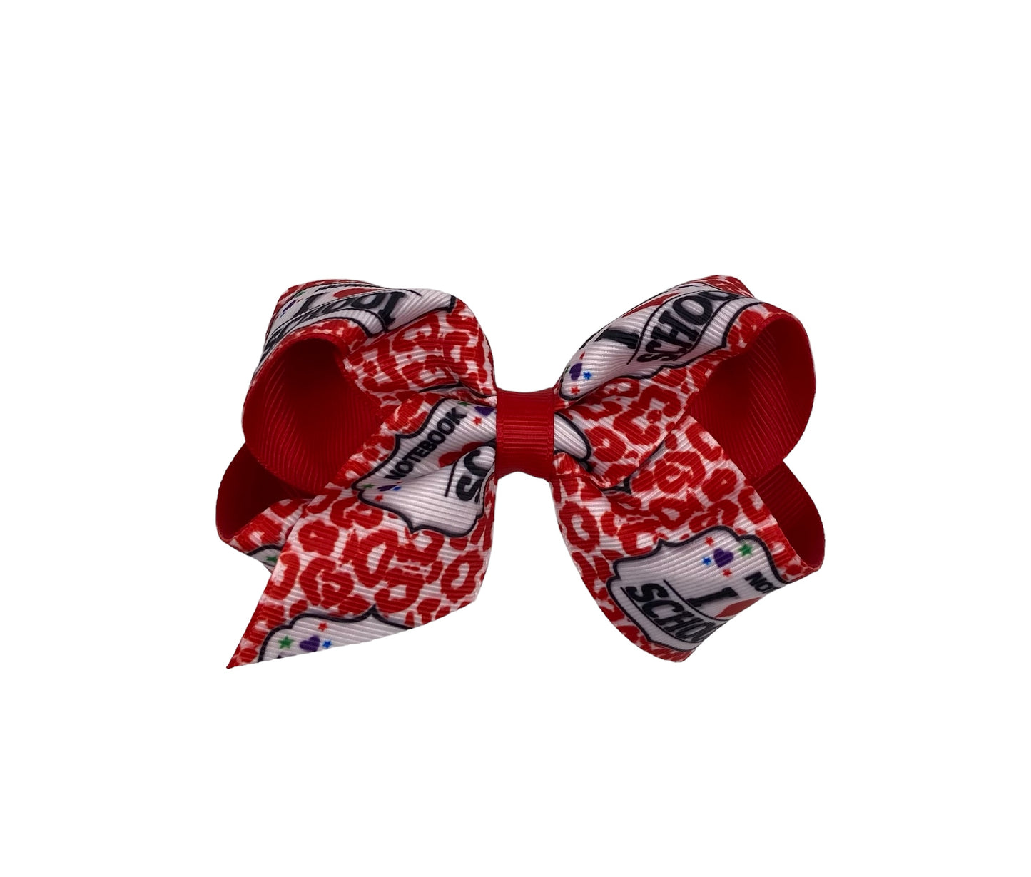 Composition Red Printed Grosgrain Hair Bow