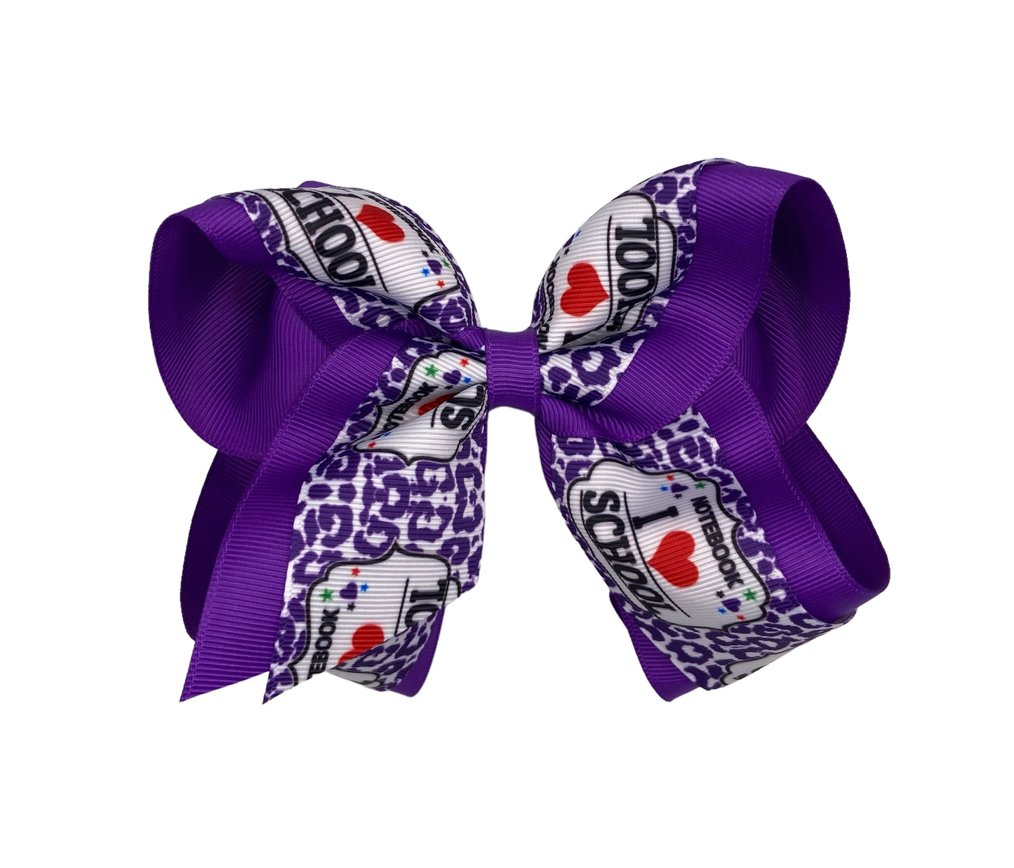 Composition Purple Printed Grosgrain Hair Bow