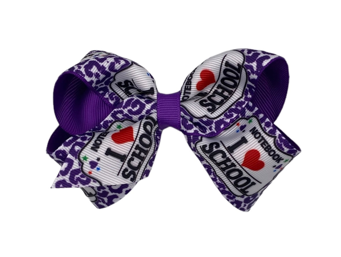 Composition Purple Printed Grosgrain Hair Bow