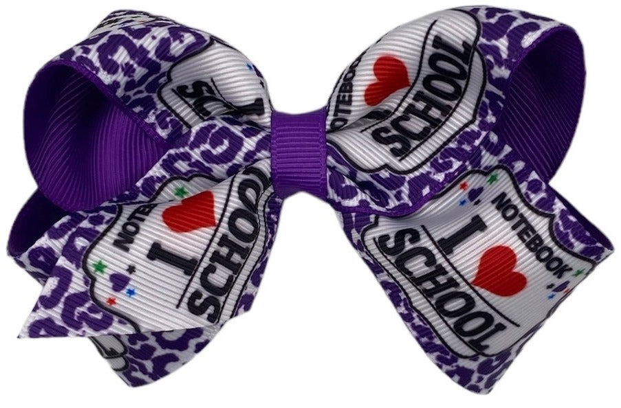 Composition Purple Printed Grosgrain Hair Bow