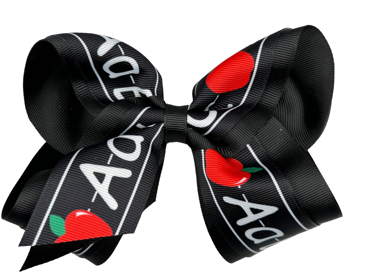 Black ABC's Grosgrain Printed Hair Bows