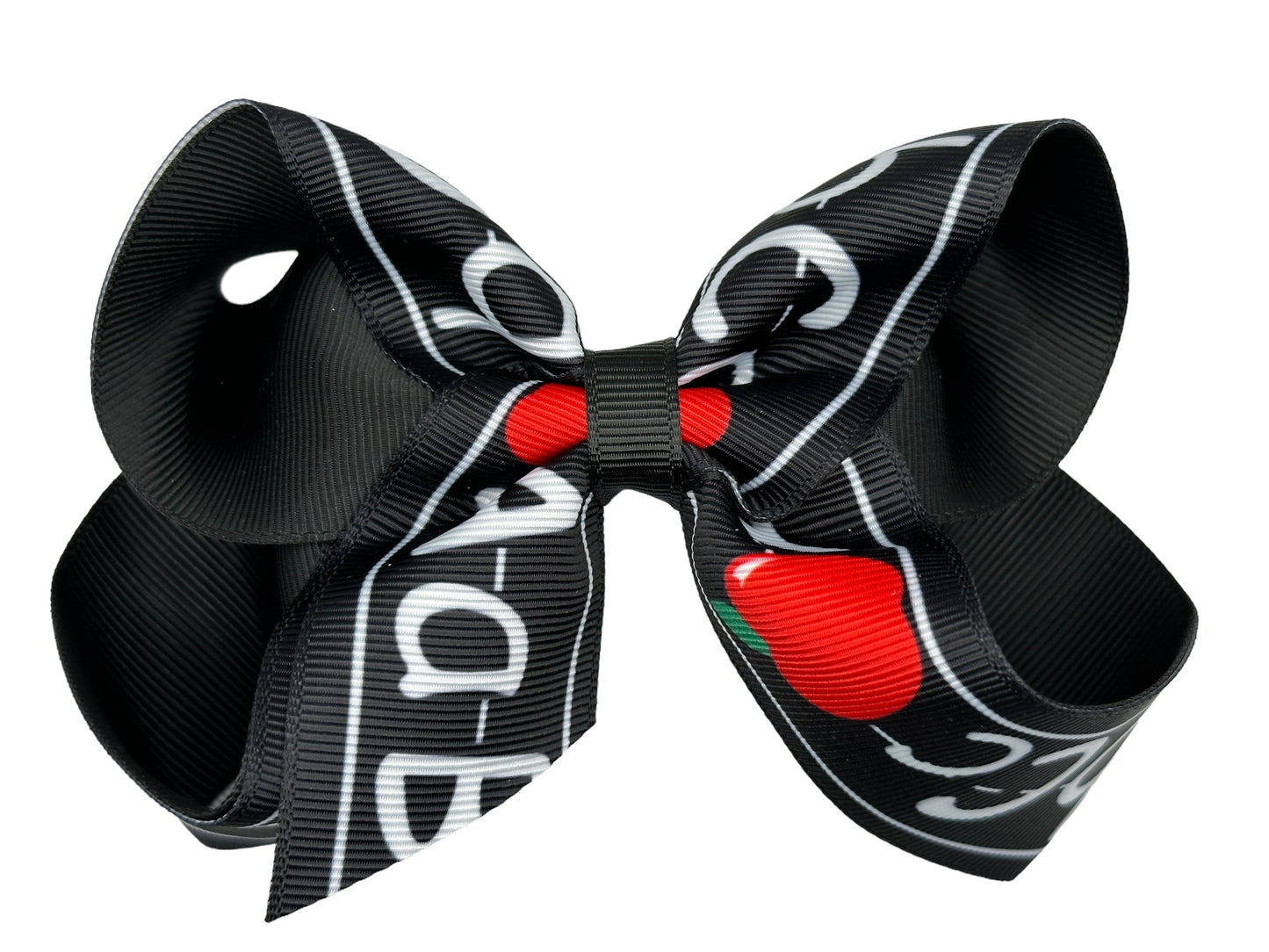 Black ABC's Grosgrain Printed Hair Bows