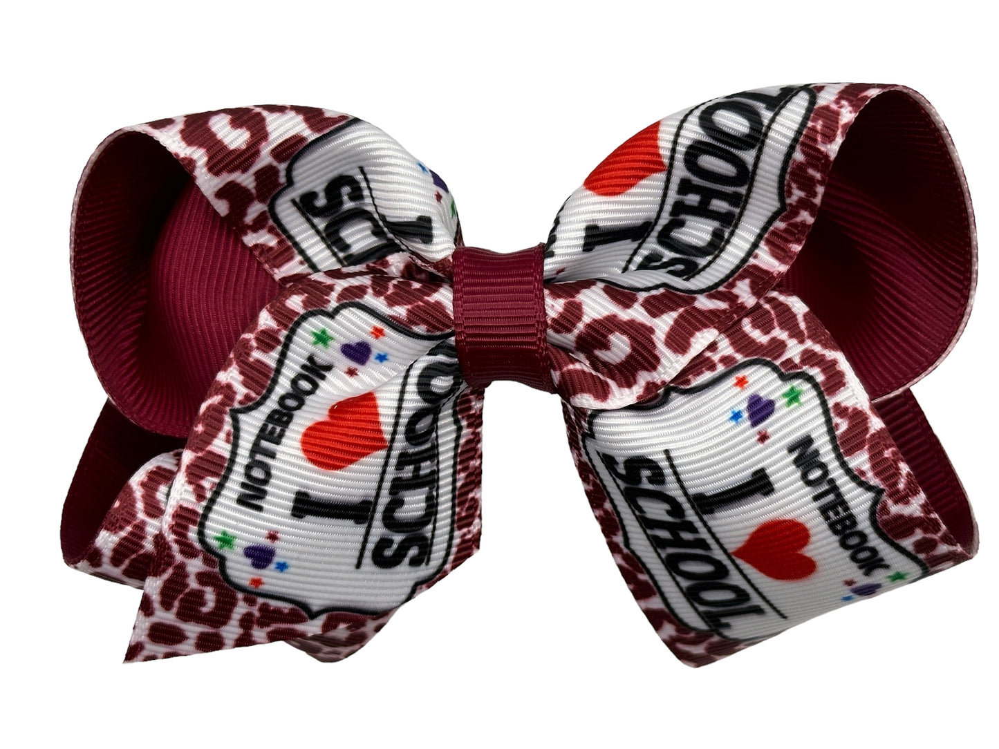Composition Burgundy Printed Grosgrain Hair Bow