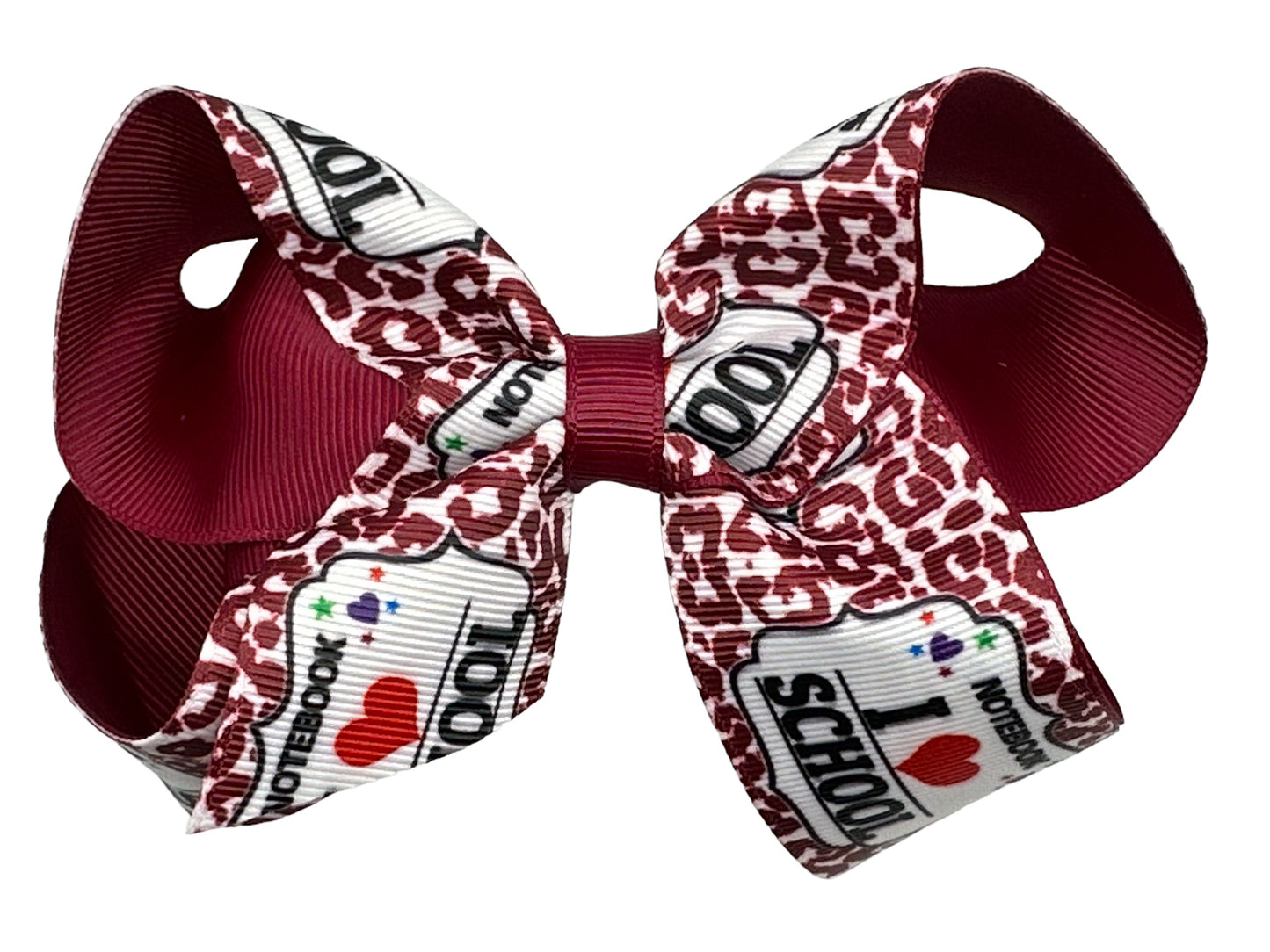 Composition Burgundy Printed Grosgrain Hair Bow