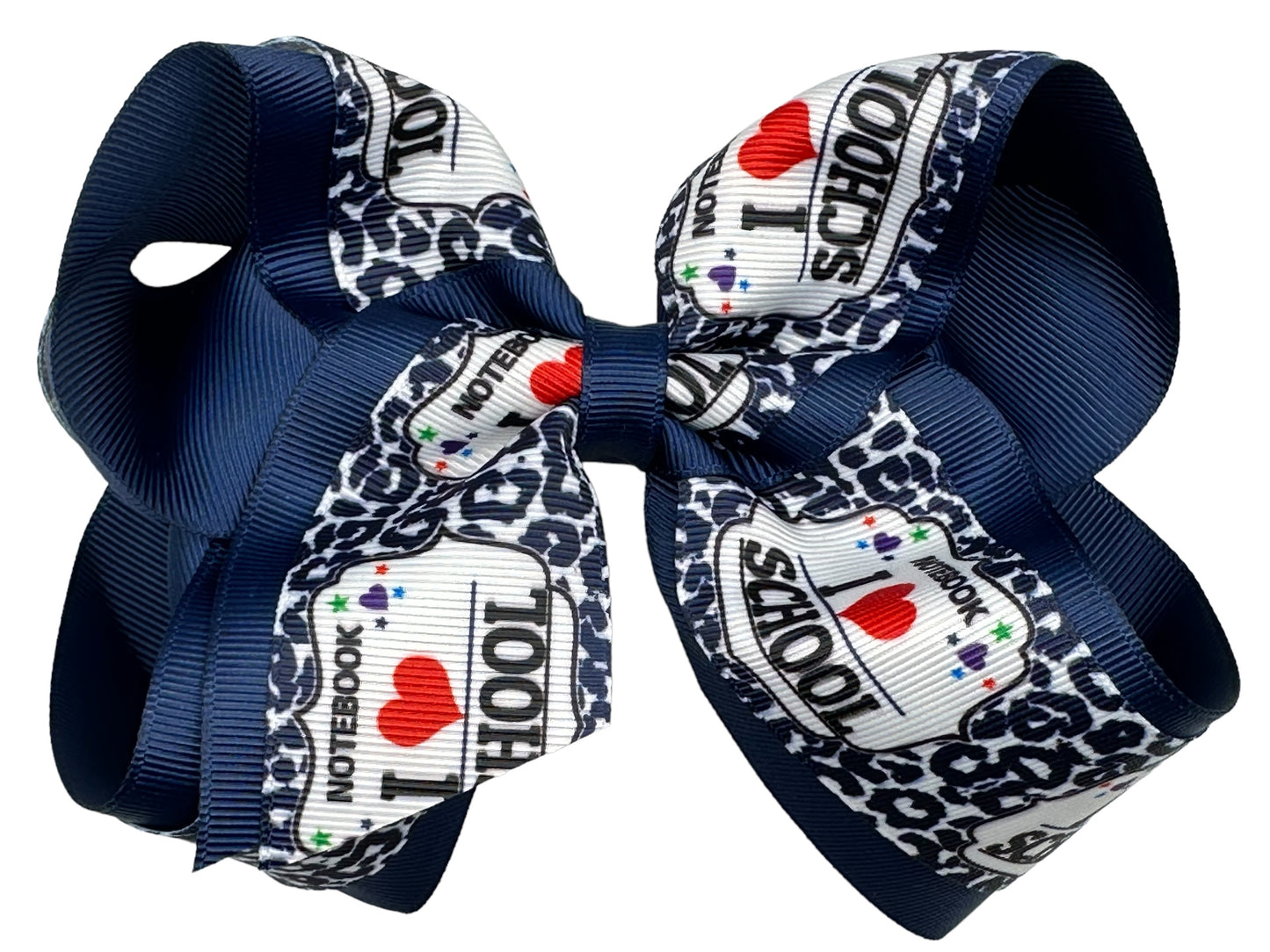 Composition Navy Printed Grosgrain Hair Bow