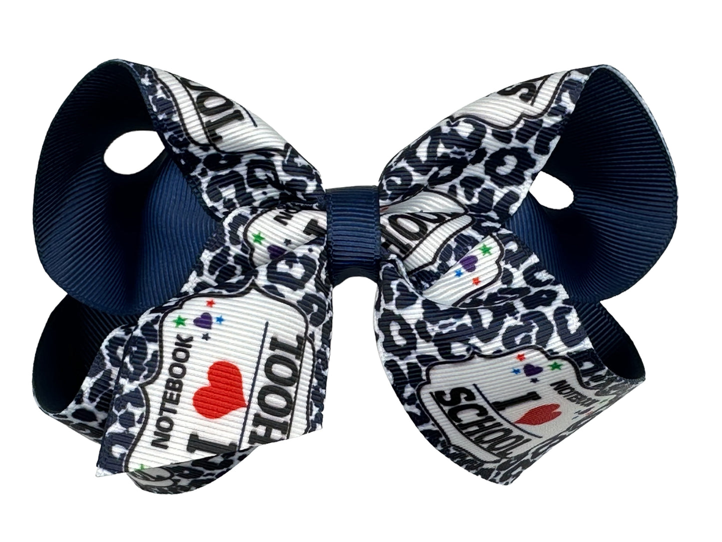 Composition Navy Printed Grosgrain Hair Bow