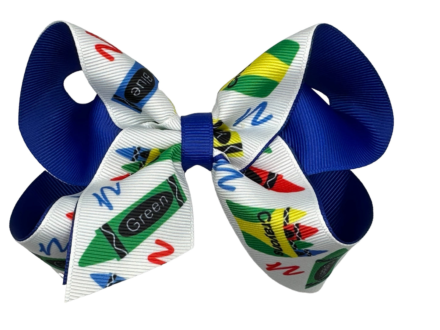 Crayon Box Printed Grosgrain Hair Bow