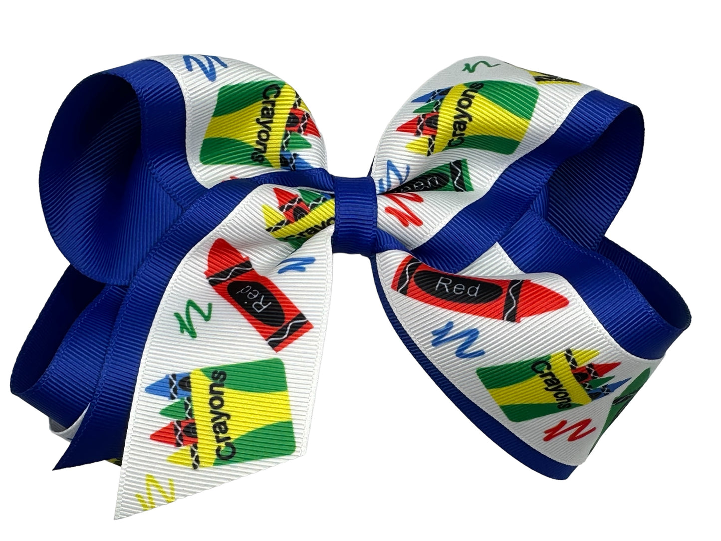 Crayon Box Printed Grosgrain Hair Bow