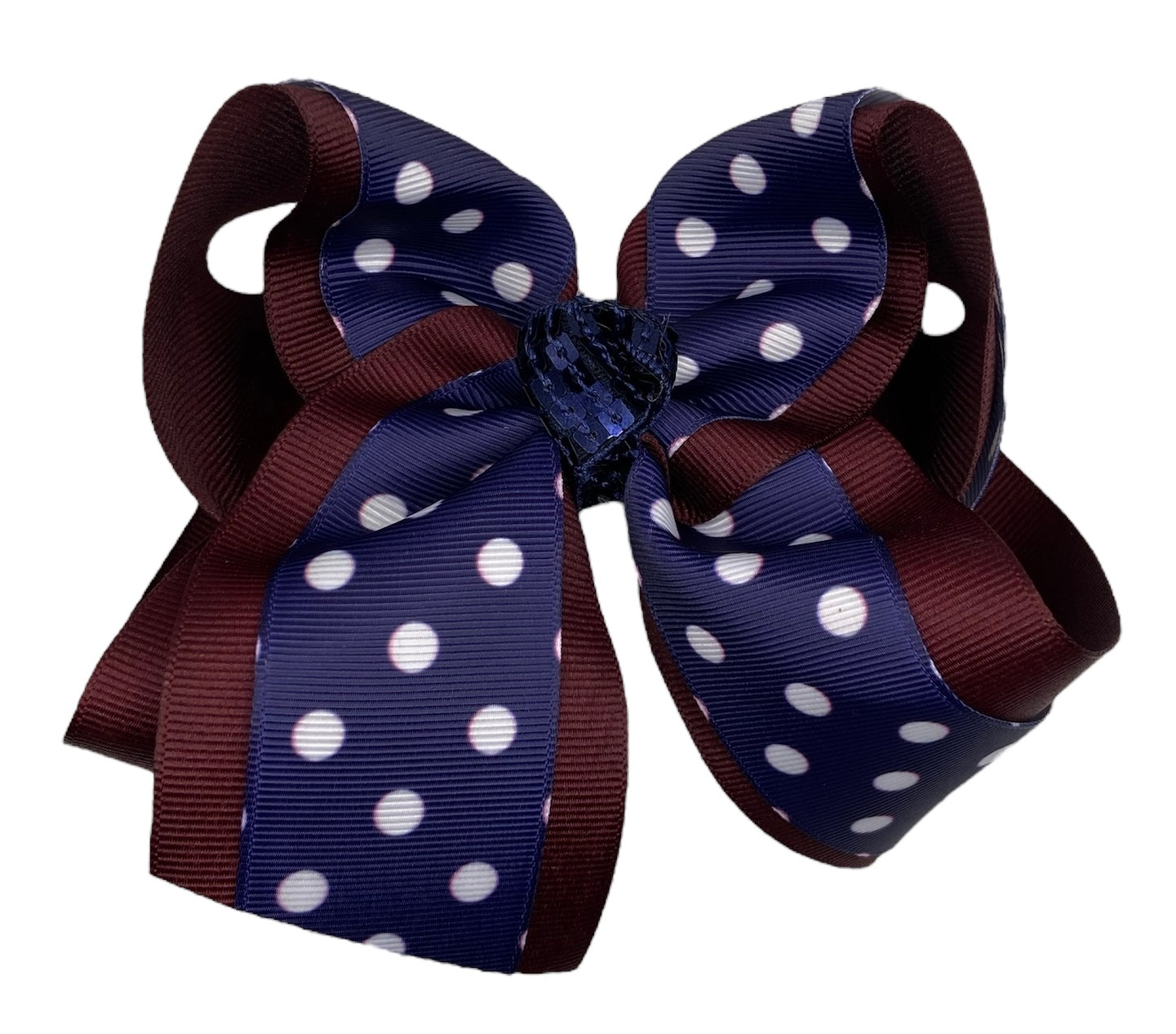 Navy w/ White Dots Hair Bow