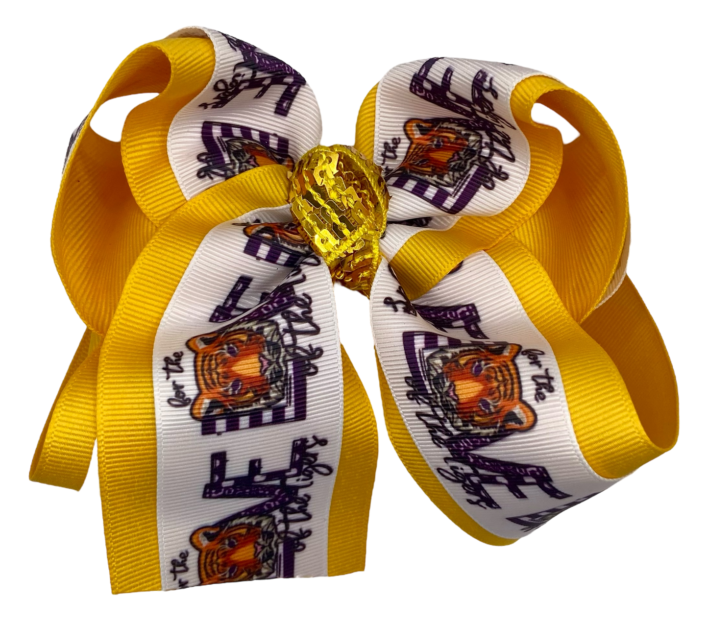 LOVE Tigers Purple & Gold Hair Bow