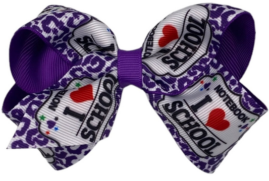 Composition Purple Printed  Grosgrain Hair Bow