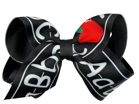 Black ABC's Grosgrain Printed Hair Bows