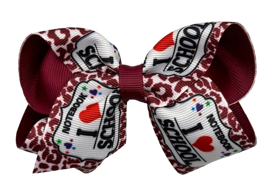 Composition Burgundy Printed  Grosgrain Hair Bow