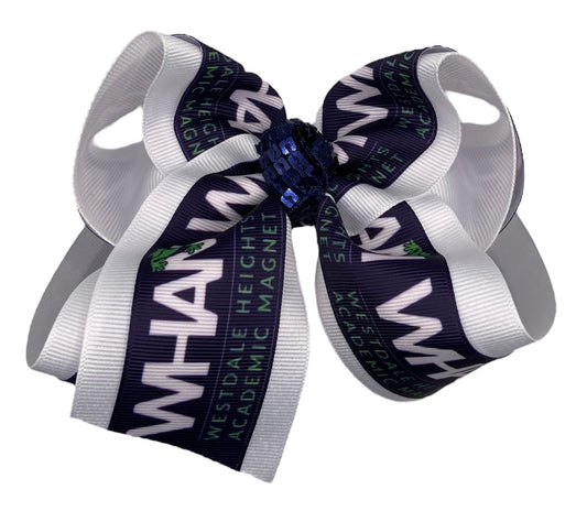 WHAM Elementary Navy Logo Hair Bow