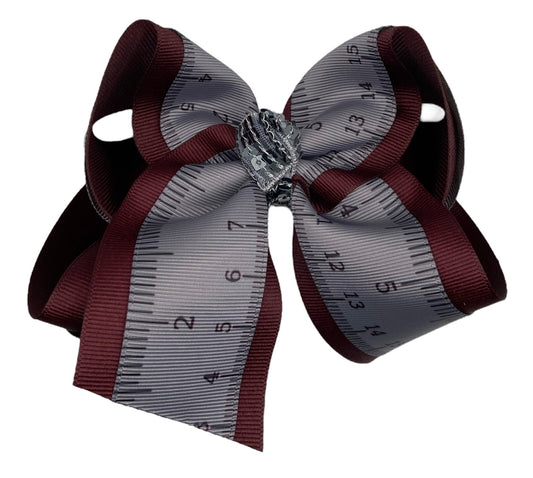 Grey Ruler Hair Bow