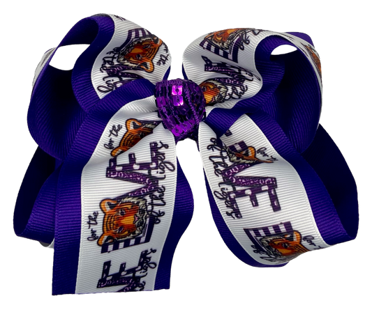 LOVE Tigers Purple & Gold Hair Bow
